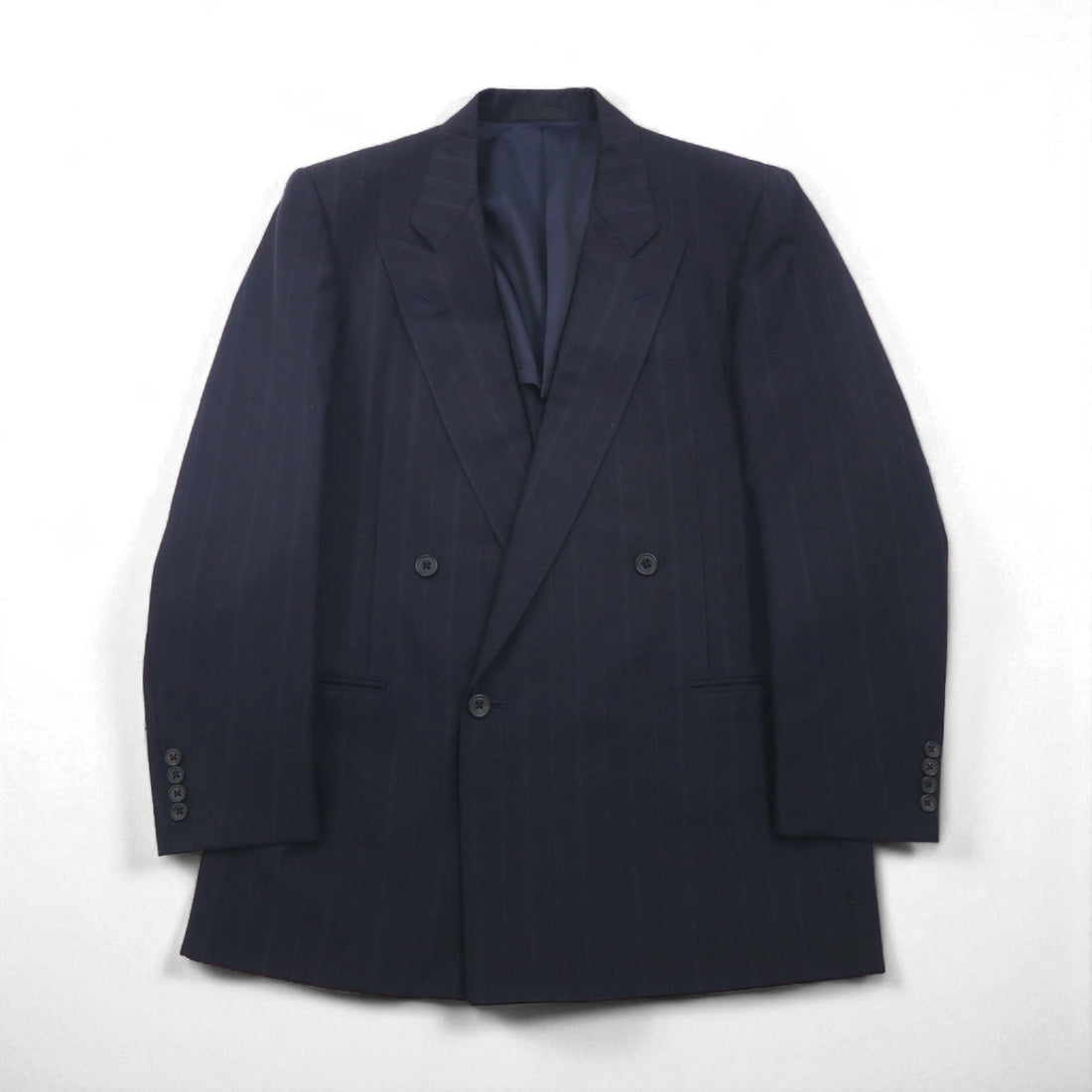 BURBERRY Made in Japan Peak Lapel Double-Breasted Blazer Suit, Size M, Wool and Mohair Stripe