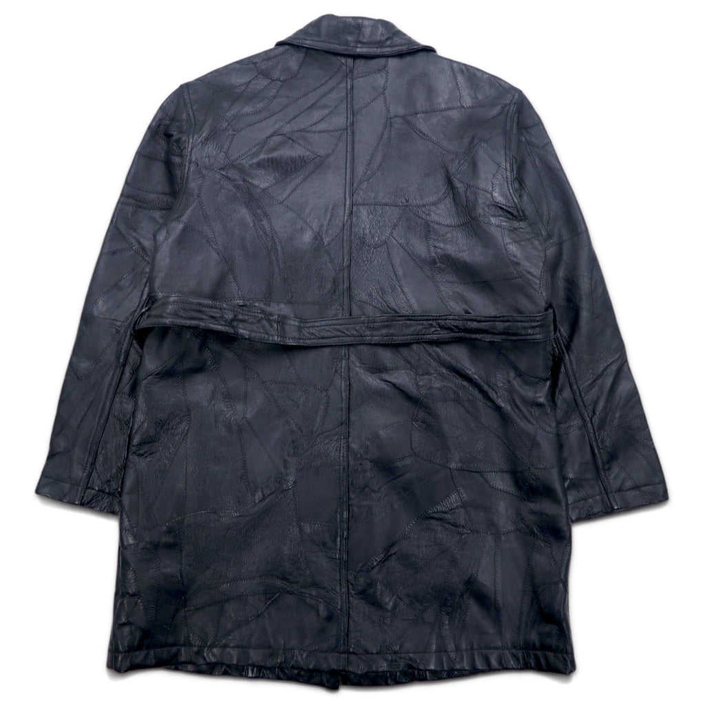 90年代 ツギハギジャン レザーコート XL ブラック レザー パッチワーク ベルト付き