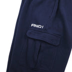 AND1 90s Wide-leg Sweatpants, Baggy Cargo Pants, Size M, Navy, Cotton