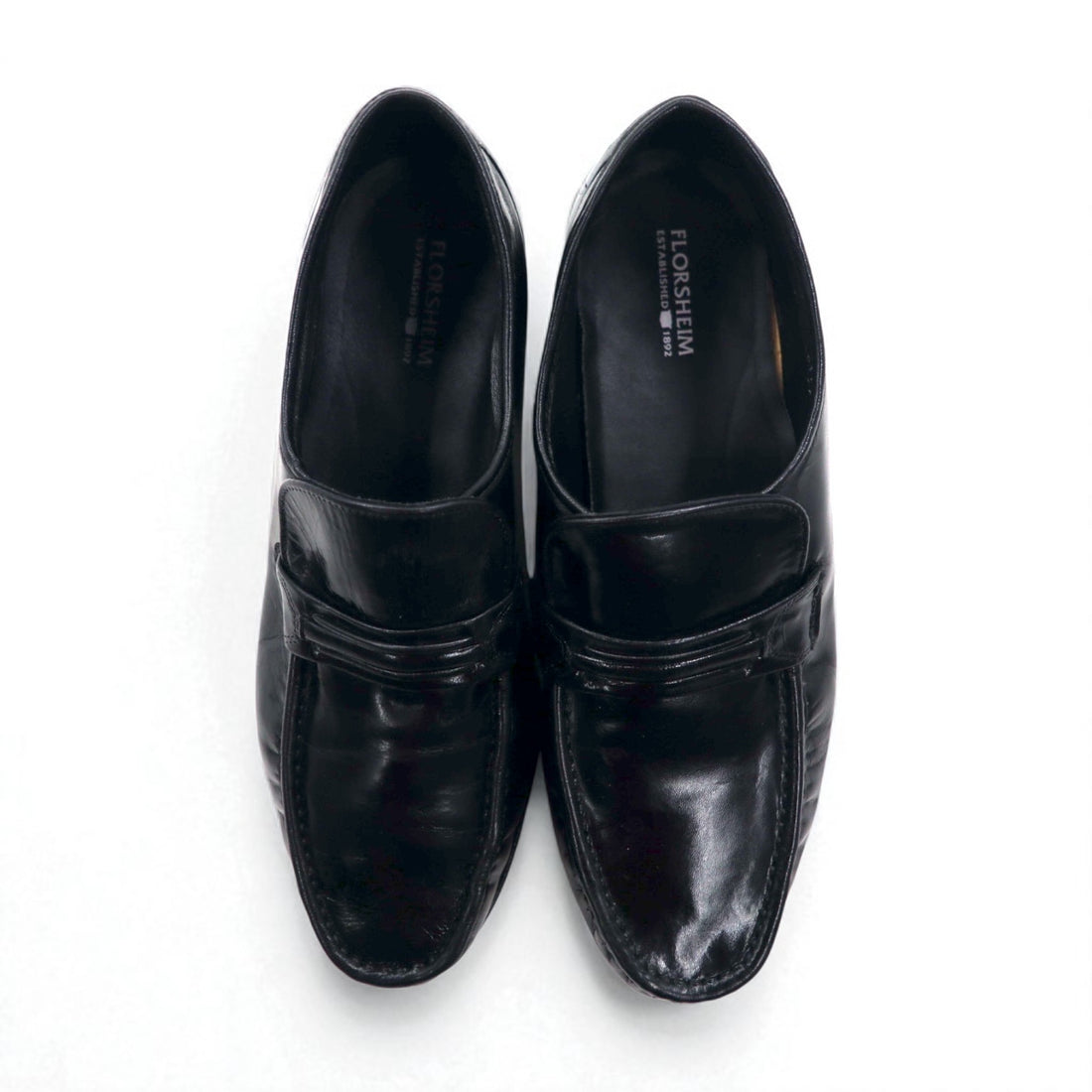 FLORSHEIM Slip-on Loafers, Size 28cm, Black Leather, 17089