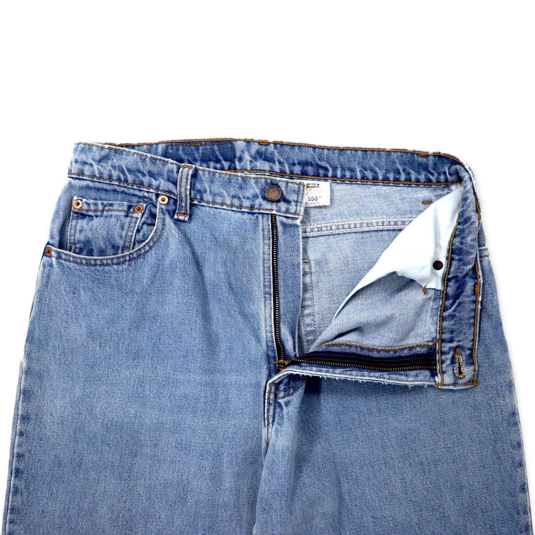 Levi's Made in Canada 90s 550 Relaxed Fit Tapered Denim Pants Size 32 Blue Cotton Zipper Fly Button Back 217 59550-4891