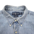 Polo Ralph Lauren 90年代 BIG SHIRT ボタンダウン デニム シャツ 2XL インディゴ 胸ポケット スモールポニー刺繡