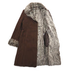 90s Vintage Faux Shearling Coat MARVIN RICHARDS Shearling Coat M Brown Polyester Faux Eco Fur