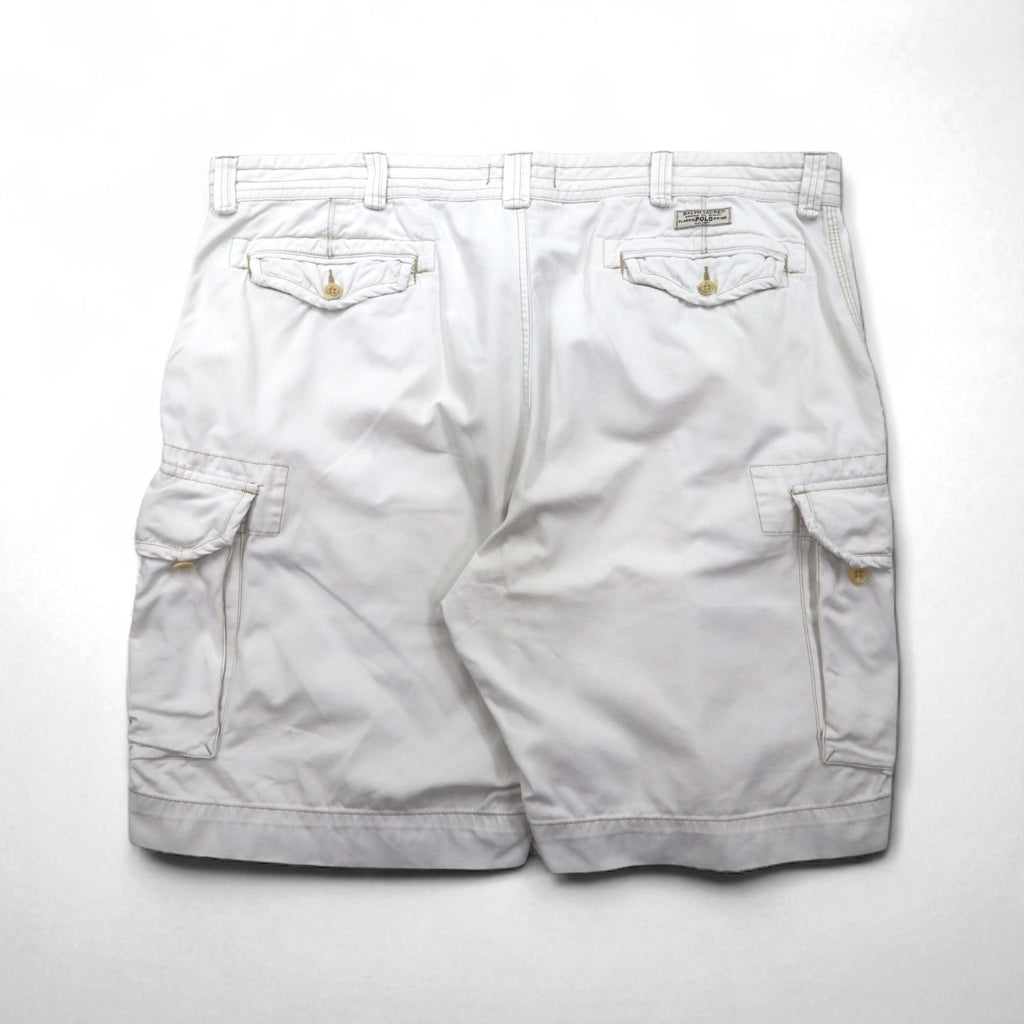 Polo by Ralph Lauren 90s Oversized Polo Chino Baggy Short Cargo Pants, 3XL, White, Knee-Length