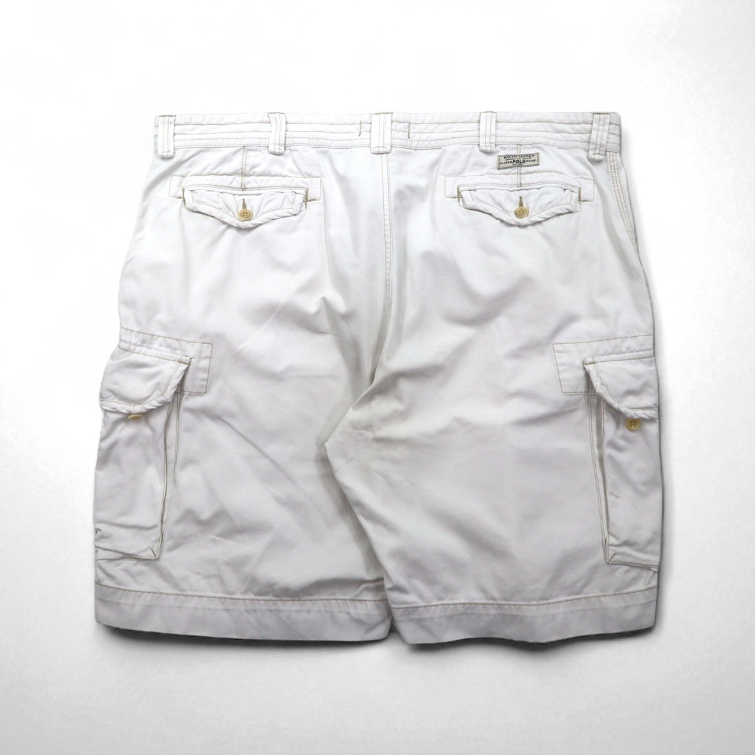 Polo by Ralph Lauren 90s Oversized Polo Chino Baggy Short Cargo Pants, 3XL, White, Knee-Length