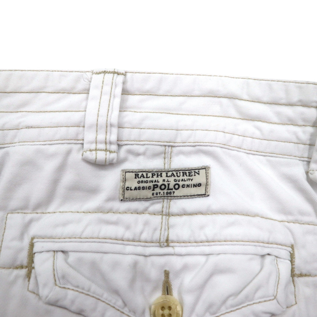 Polo by Ralph Lauren 90s Oversized Polo Chino Baggy Short Cargo Pants, 3XL, White, Knee-Length
