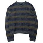 日本然リトテ-古着オンライン-YVES SAINT LAURENT pour homme ニット セーター M グレー 総柄 チェック ウール オールド-Yves Saint Laurent Pour Homme Knit Sweater M Gray Patterned Checked Wool Vintage