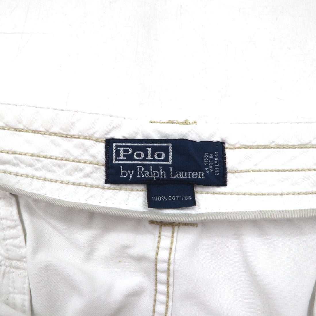 Polo by Ralph Lauren 90s Oversized Polo Chino Baggy Short Cargo Pants, 3XL, White, Knee-Length