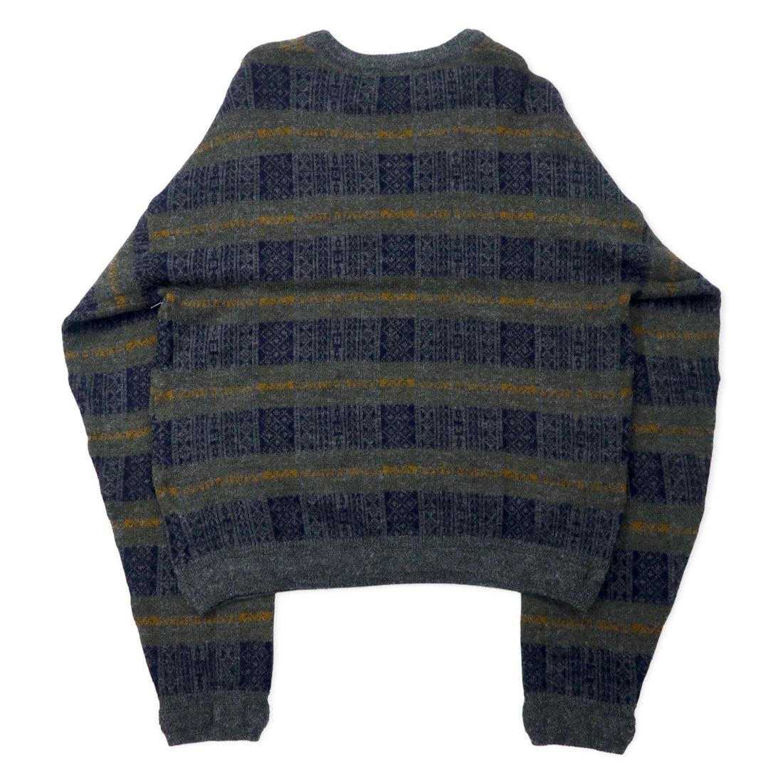 YVES SAINT LAURENT pour homme knit sweater M gray all over pattern check wool old