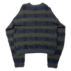 YVES SAINT LAURENT pour homme knit sweater M gray all over pattern check wool old