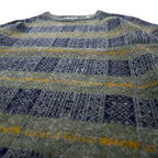YVES SAINT LAURENT pour homme knit sweater M gray all over pattern check wool old
