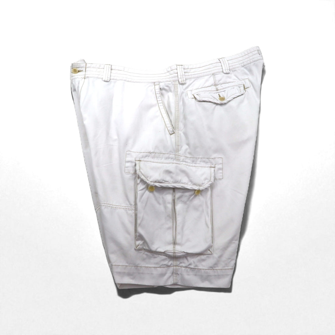 Polo by Ralph Lauren 90s Oversized Polo Chino Baggy Short Cargo Pants, 3XL, White, Knee-Length