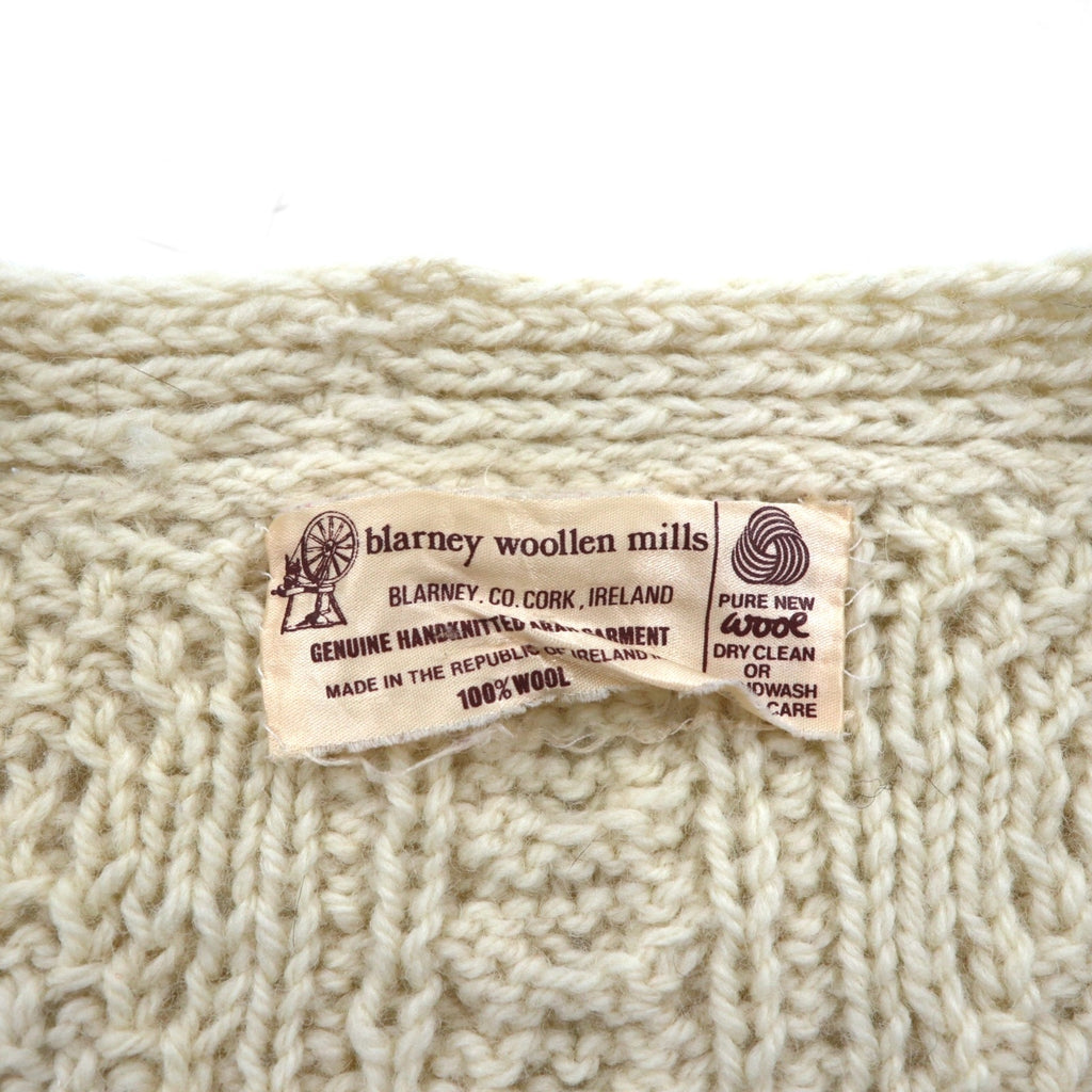 80s Ireland Vintage Fisherman Knit フィッシャーマン アラン ニット カーディガン M  ローゲージ くるみボタン Blarney Woollen Mills アイルランド製