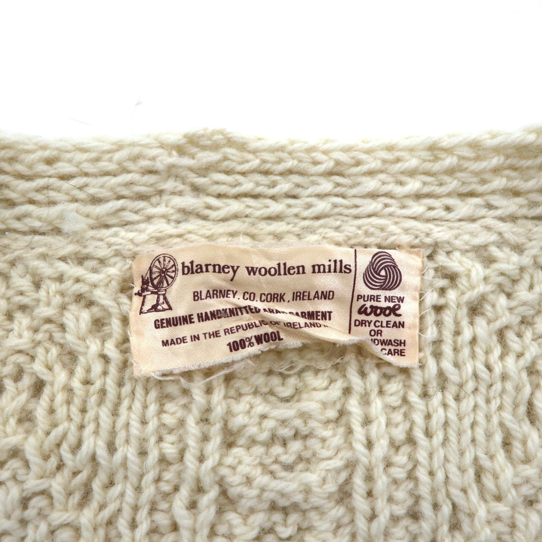 80s Ireland Vintage Fisherman Knit フィッシャーマン アラン ニット カーディガン M  ローゲージ くるみボタン Blarney Woollen Mills アイルランド製