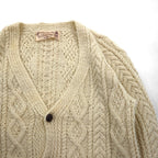 80s Ireland Vintage Fisherman Knit フィッシャーマン アラン ニット カーディガン M  ローゲージ くるみボタン Blarney Woollen Mills アイルランド製