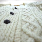 80s Ireland Vintage Fisherman Knit フィッシャーマン アラン ニット カーディガン M  ローゲージ くるみボタン Blarney Woollen Mills アイルランド製