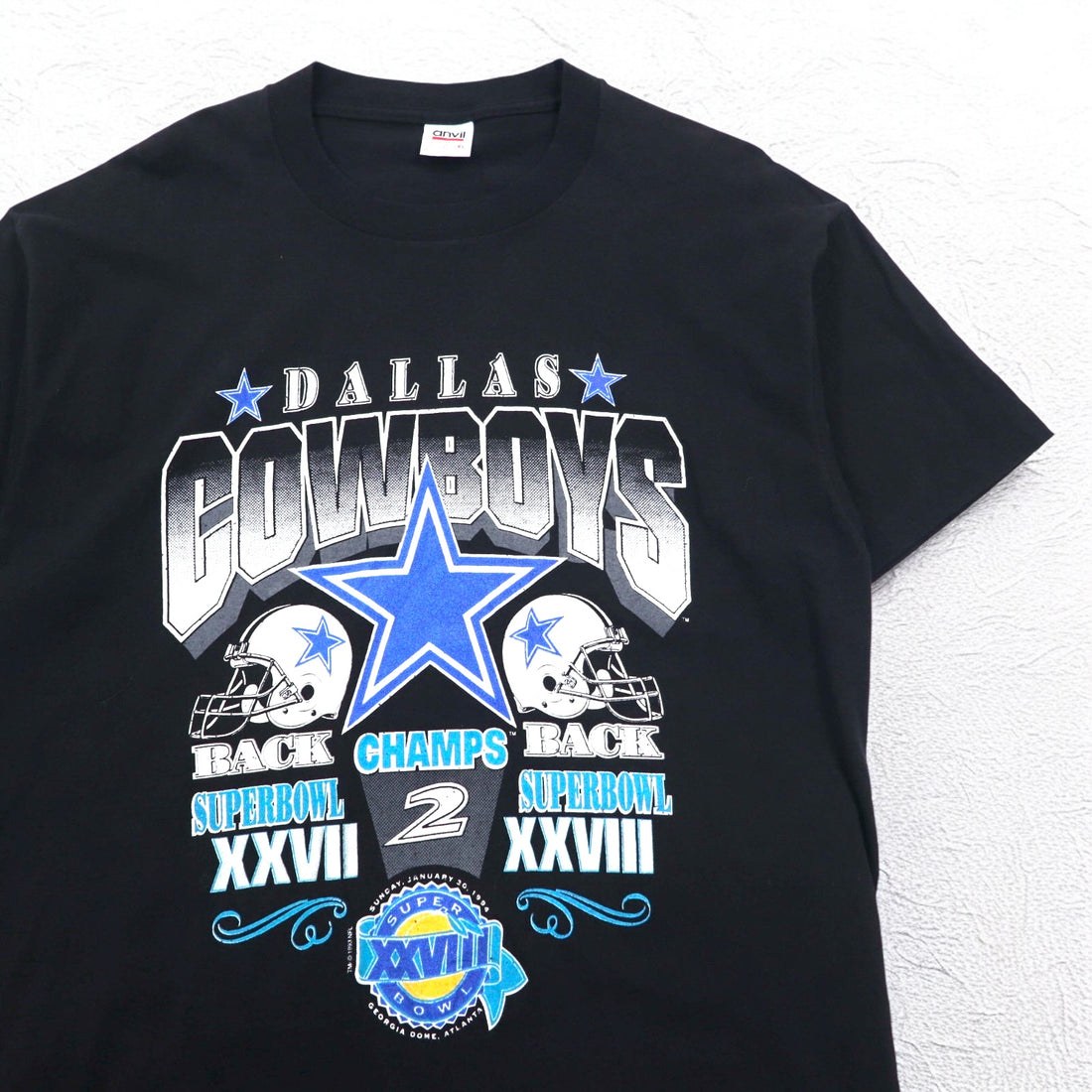 Vintage 90s USA Made T-Shirt anvil 90s USA Made NFL Print T-Shirt XL Black DALLAS COWBOYS