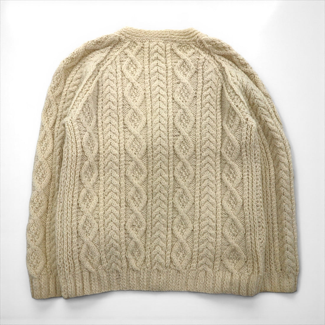 80s Ireland Vintage Fisherman Knit フィッシャーマン アラン ニット カーディガン M  ローゲージ くるみボタン Blarney Woollen Mills アイルランド製