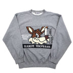 90s Hardy Thomass Character Embroidered Sweatshirt, Medium, Grey, Cotton