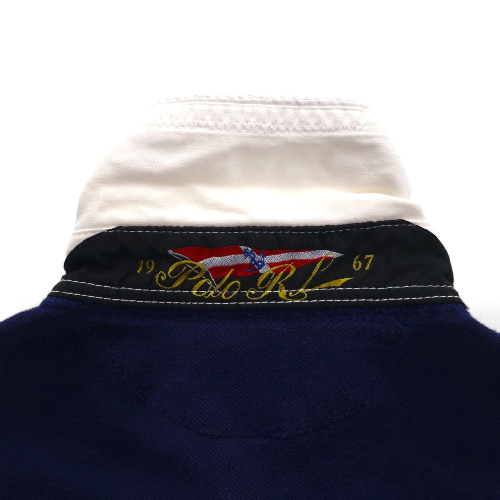 POLO RALPH LAUREN Striped Polo Shirt, Size Small, Navy, Striped, Pique, Embroidered Emblem Logo, RLYC