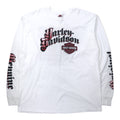 日本然リトテ-古着オンライン-HARLEY DAVIDSON ロゴプリント ロングスリーブ Tシャツ ロンT XXL ホワイト コットン 両面プリント 袖ロゴ DFW Metroplex Bedford ビッグサイズ メキシコ製-HARLEY DAVIDSON Logo Print Long Sleeve T-Shirt Long T-shirt XXL White Cotton Double Sided Print Sleeve Logo DFW Metroplex Bedford Big Size Mexico Made
