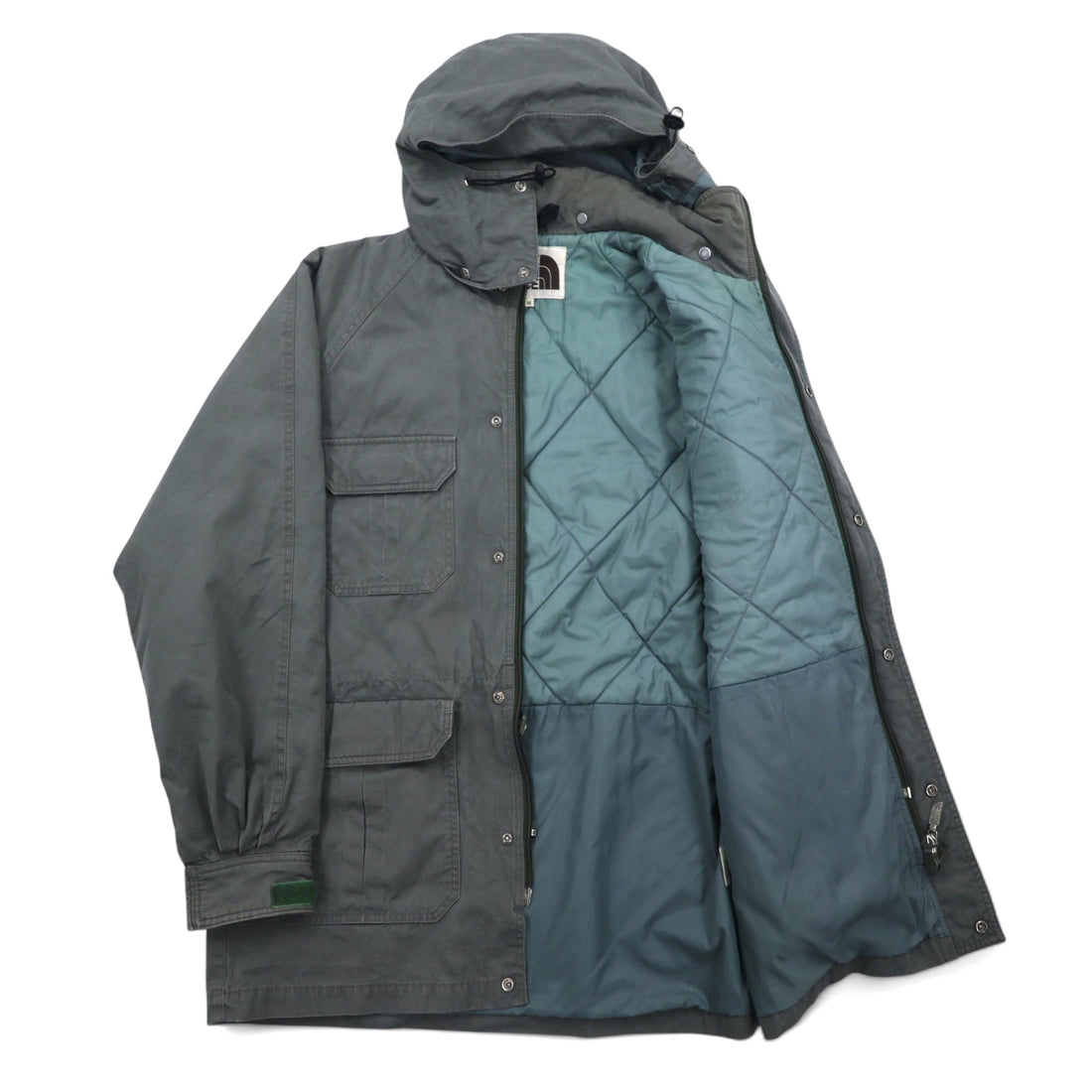 THE NORTH FACE detachable hood mountain parka M khaki cotton double zip zip-in-zip NY-2153