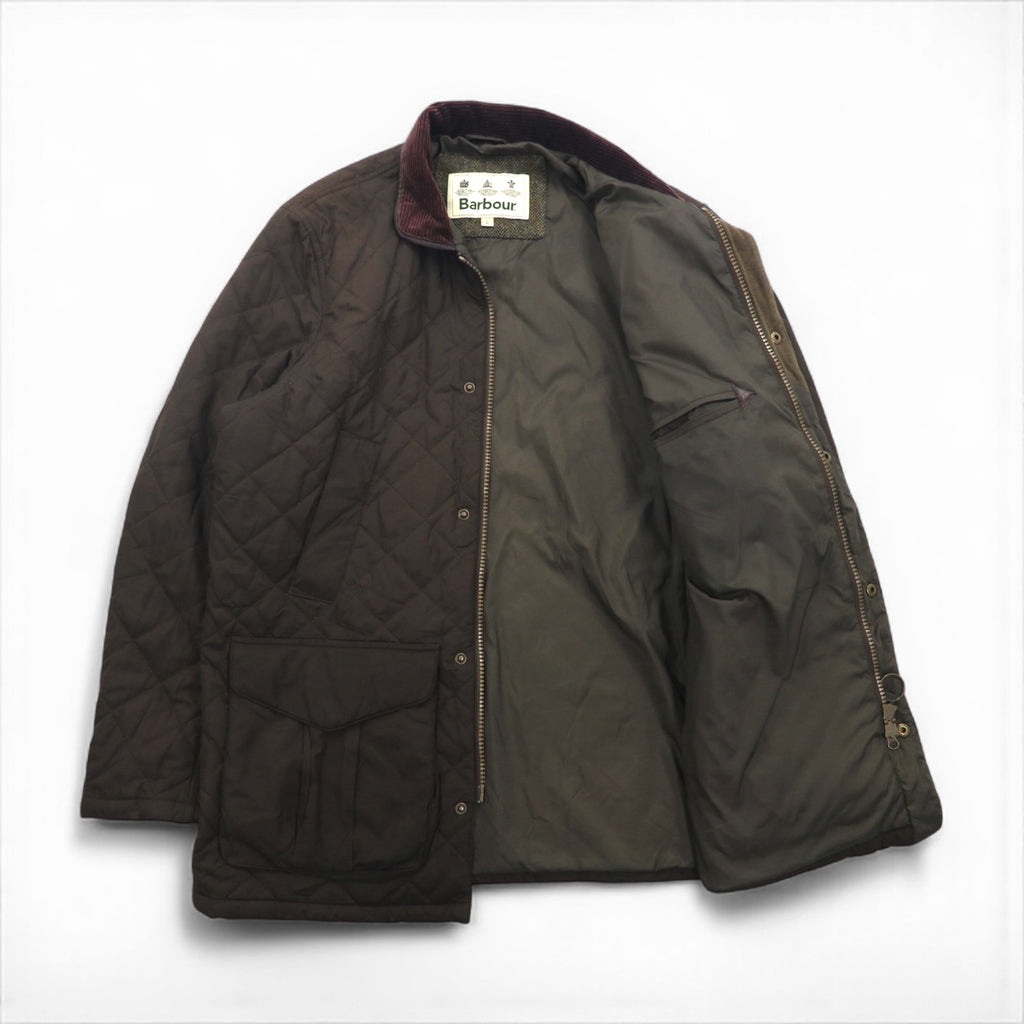 Barbour デボンジャケット DEVON JACKET キルティングジャケット L ダブルジップ コーデュロイ襟 中綿 ダイヤキルト MQU0883OL52