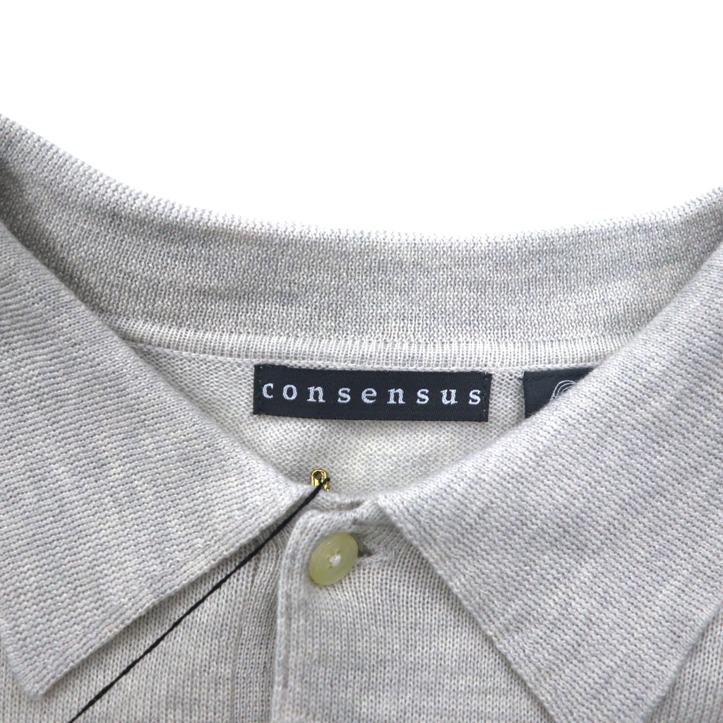 consensus merino wool knit polo shirt sweater XL grey wool unused
