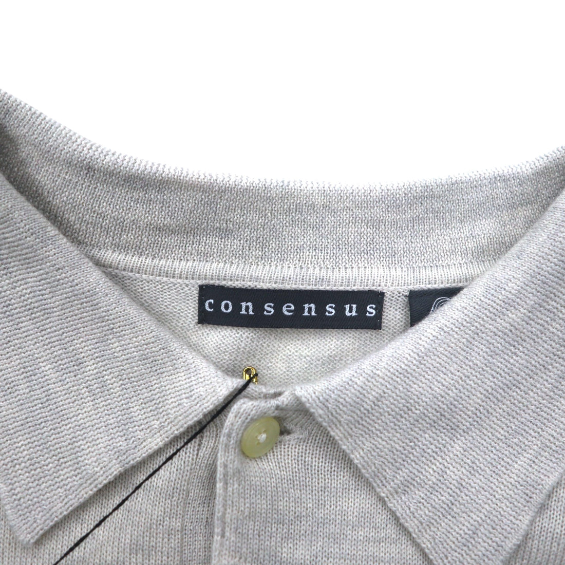 consensus merino wool knit polo shirt sweater XL grey wool unused