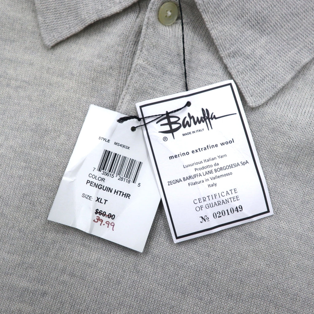 consensus merino wool knit polo shirt sweater XL grey wool unused