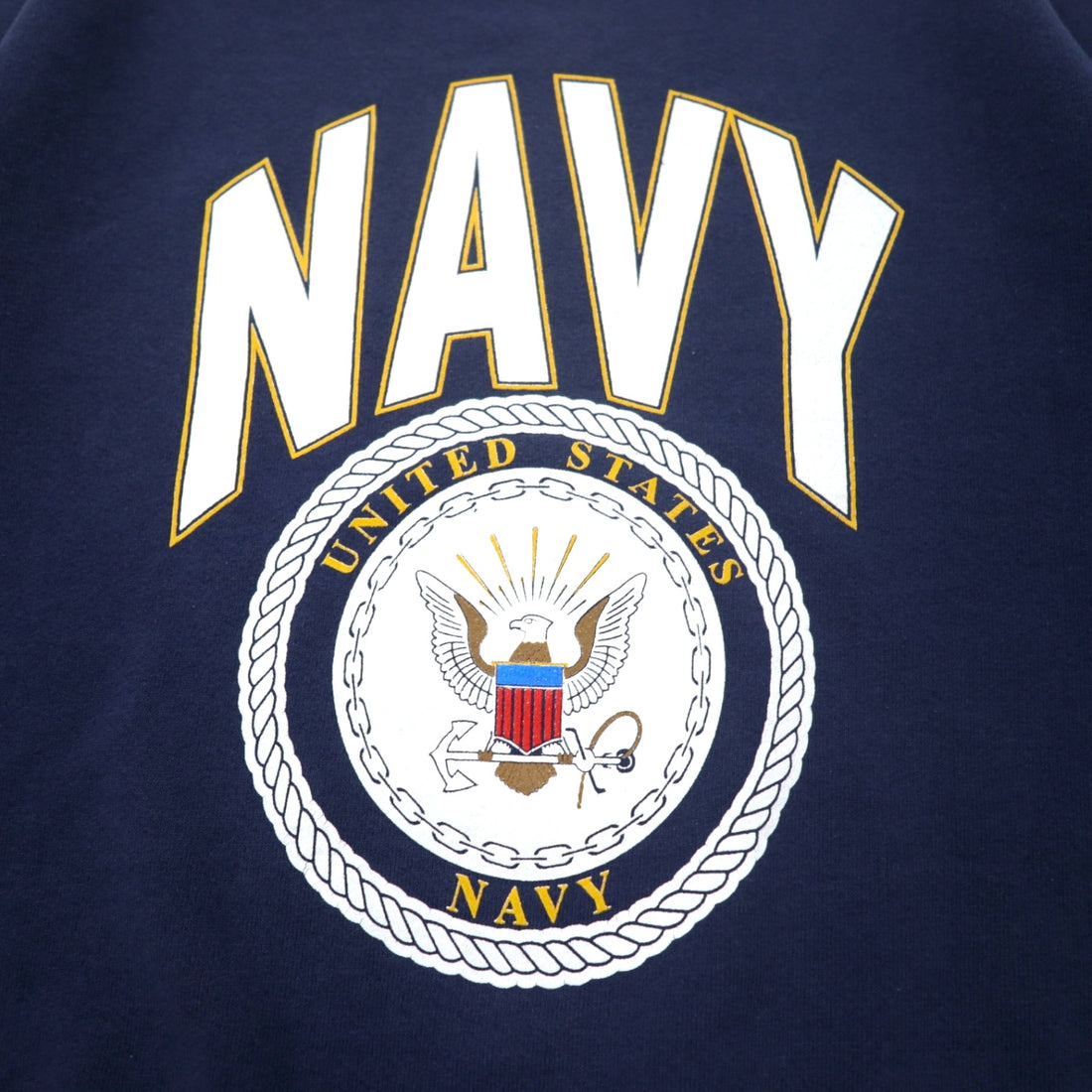 US NAVY Printed Sweatshirt L Navy Cotton Military FRUIT OF THE LOOM