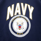 US NAVY Printed Sweatshirt L Navy Cotton Military FRUIT OF THE LOOM