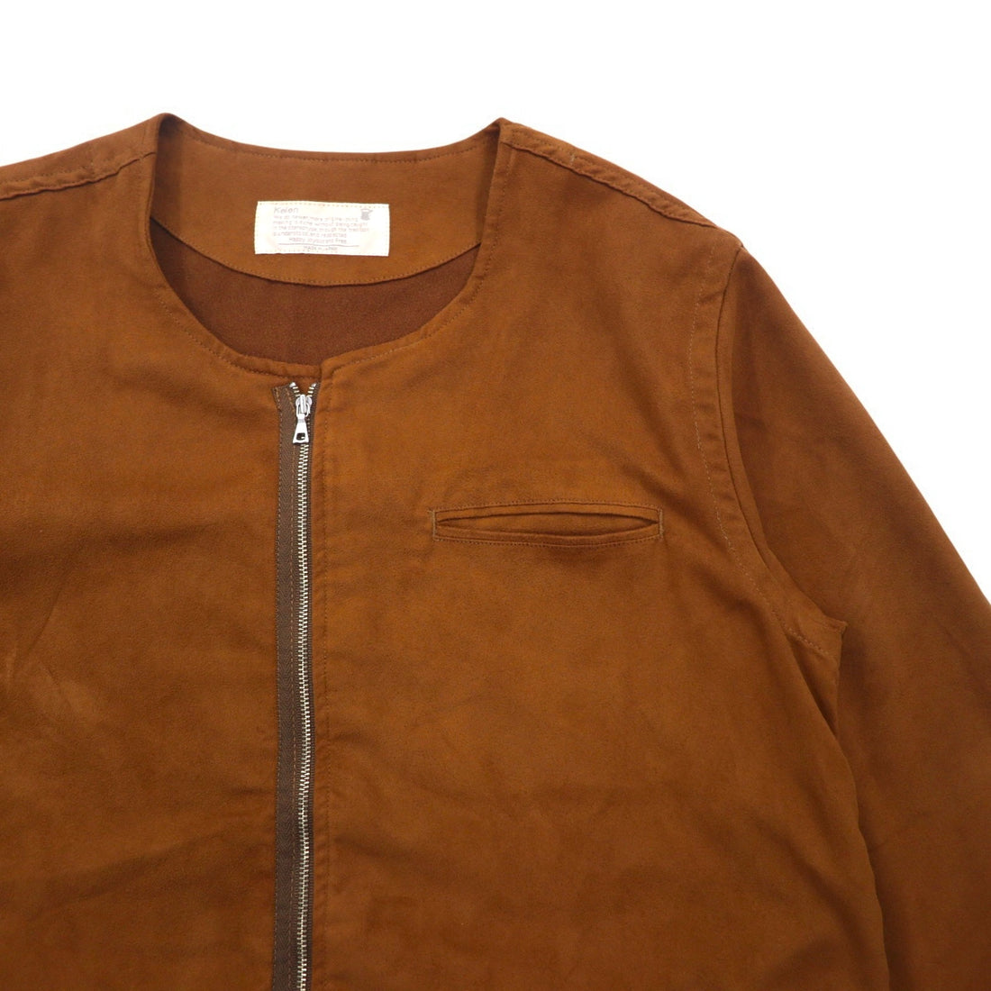 Kelen Fake Suede No Collar Jacket L Brown FAKE SUEDE NO COLLAR ZIP UP SHIRT TAUPO KL16WSH74 Made in Japan