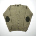 McGREGOR 80s Vintage Ribbed V-Neck Knit Cardigan, Size L, Wool, Elbow Patches, Handwarmer Pockets