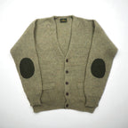 McGREGOR 80s Vintage Ribbed V-Neck Knit Cardigan, Size L, Wool, Elbow Patches, Handwarmer Pockets