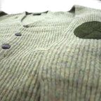 McGREGOR 80s Vintage Ribbed V-Neck Knit Cardigan, Size L, Wool, Elbow Patches, Handwarmer Pockets