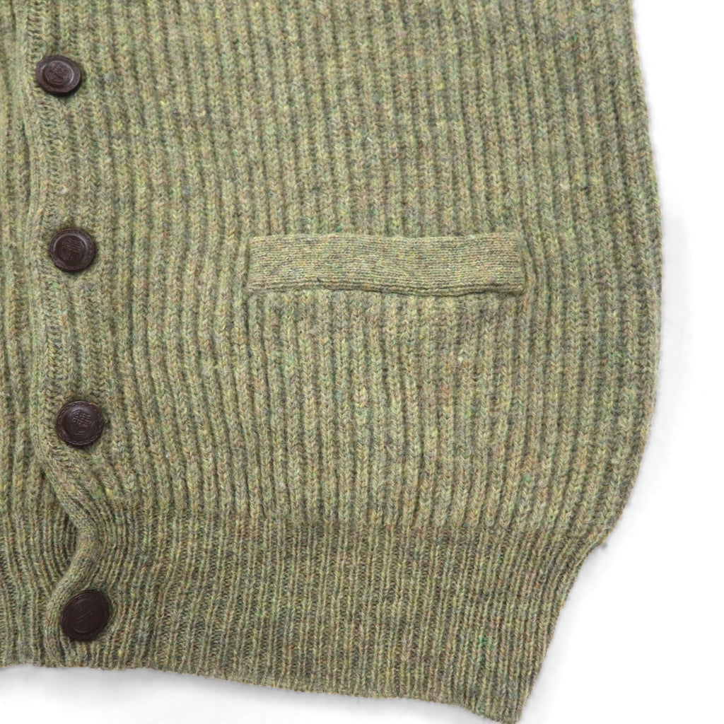 McGREGOR 80s Vintage Ribbed V-Neck Knit Cardigan, Size L, Wool, Elbow Patches, Handwarmer Pockets