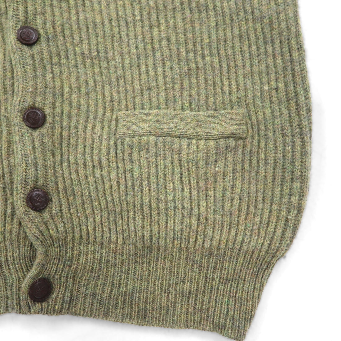 McGREGOR 80s Vintage Ribbed V-Neck Knit Cardigan, Size L, Wool, Elbow Patches, Handwarmer Pockets