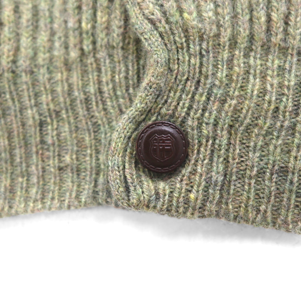 McGREGOR 80s Vintage Ribbed V-Neck Knit Cardigan, Size L, Wool, Elbow Patches, Handwarmer Pockets
