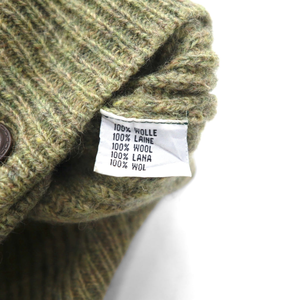 McGREGOR 80s Vintage Ribbed V-Neck Knit Cardigan, Size L, Wool, Elbow Patches, Handwarmer Pockets