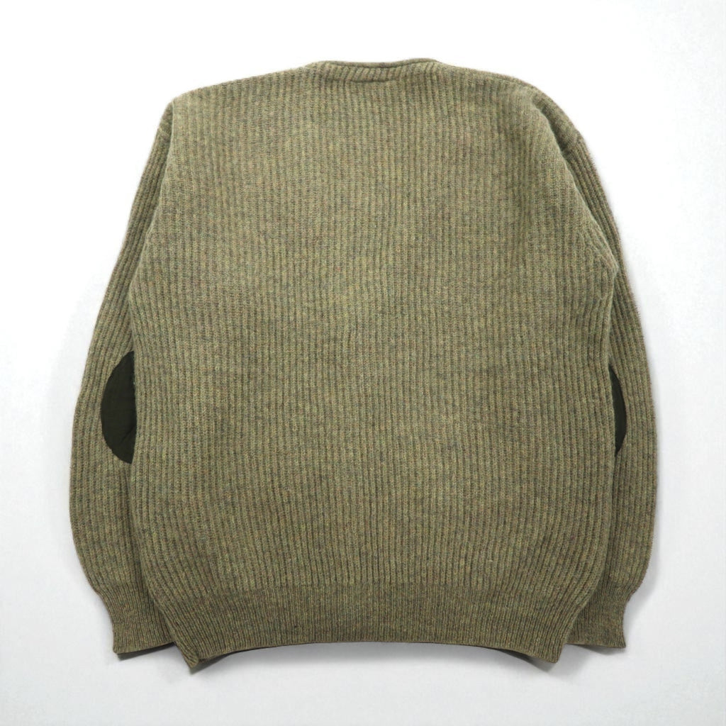 McGREGOR 80s Vintage Ribbed V-Neck Knit Cardigan, Size L, Wool, Elbow Patches, Handwarmer Pockets