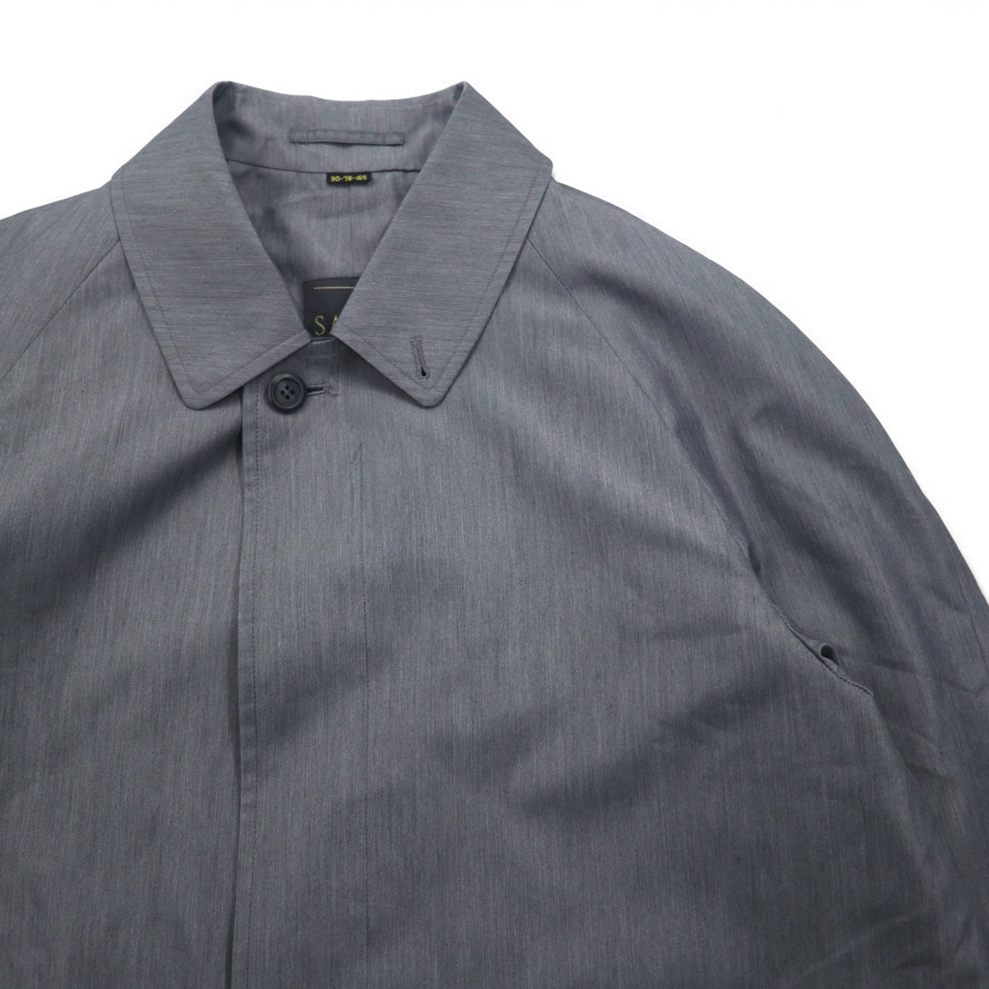 Vintage 80s Japan Made Trench Coat SANYO Balmacaan Coat S Grey Polyester Made in Japan