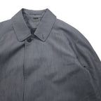 Vintage 80s Japan Made Trench Coat SANYO Balmacaan Coat S Grey Polyester Made in Japan