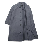 Vintage 80s Japan Made Trench Coat SANYO Balmacaan Coat S Grey Polyester Made in Japan