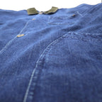 LLBean 90s Vintage Denim Field Chore Coat/Coverall, Size 2XL, Indigo, Corduroy Collar, Detachable Flannel Liner, JW02