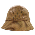 PRADA Italian made lambskin perforated leather bucket hat, M, beige, sheepskin