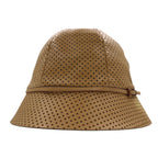 PRADA Italian made lambskin perforated leather bucket hat, M, beige, sheepskin