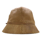 PRADA Italian made lambskin perforated leather bucket hat, M, beige, sheepskin