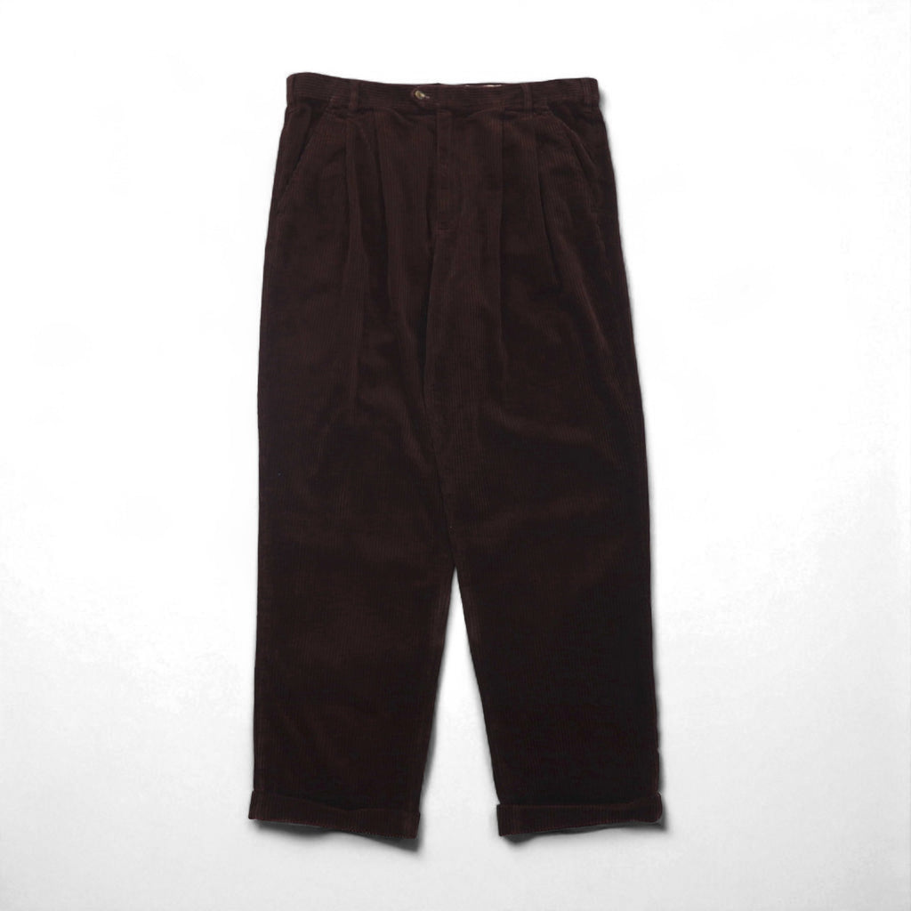 Eddie Bauer 90年代 2タック ワイド コーデュロイパンツ スラックス XL ブラウン 太畝 ダブルカフス