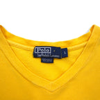 Polo by Ralph Lauren 90s Striped V-Neck Pique T-Shirt, Size L, Yellow Cotton, Small Pony Embroidery